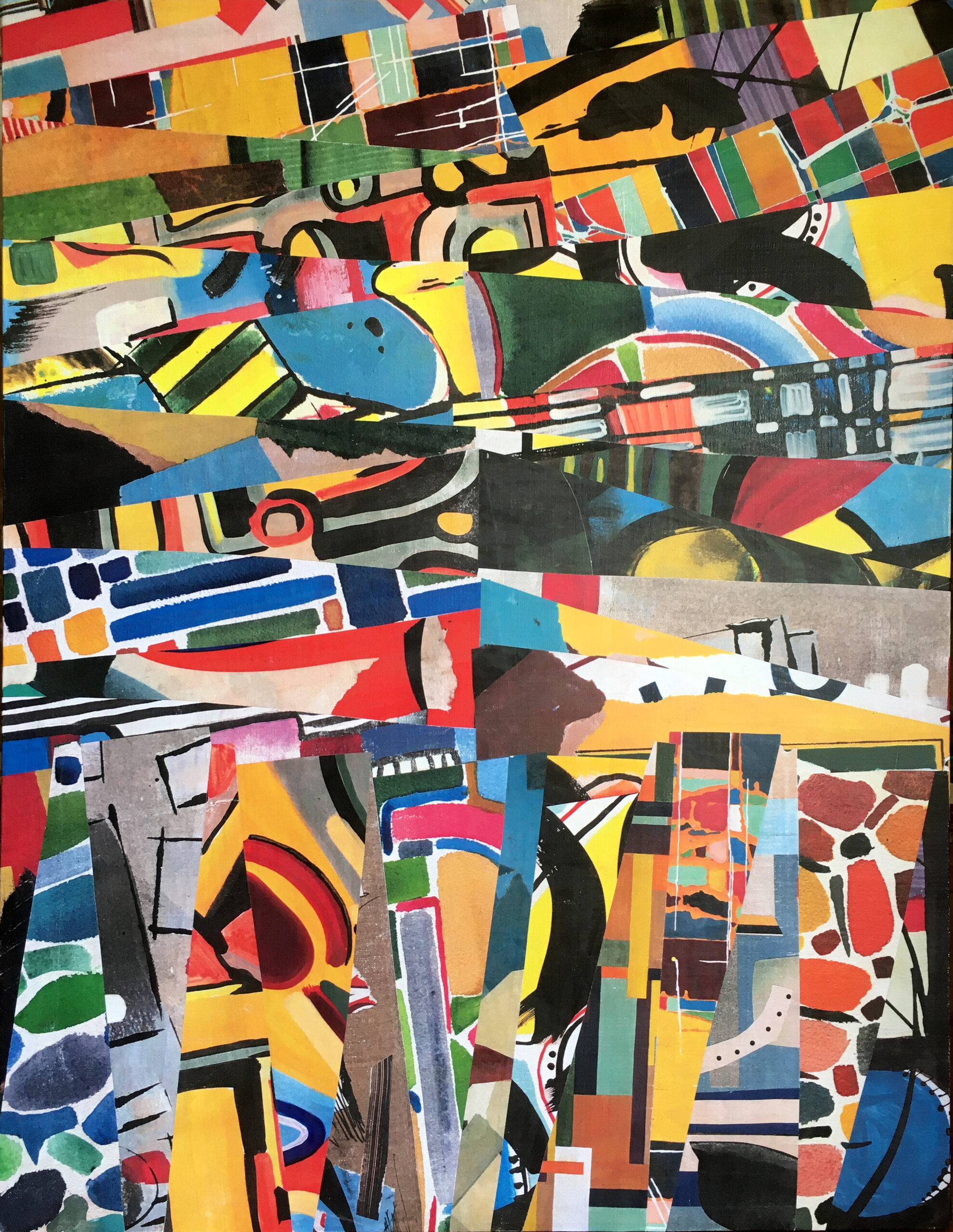 Les Affiches 5-collage sur toile marouflée sur bois-60×80 cm-2021
